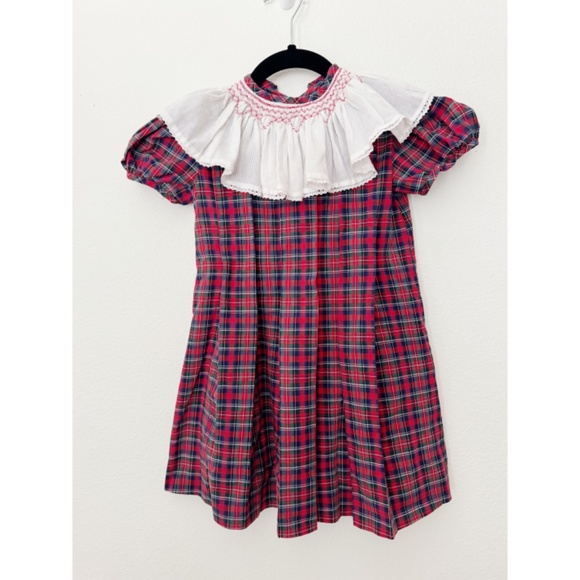 Vintage Handmade Toddler Girl Smocked Holiday Christmas Dress 2T - Picture 2 of 4